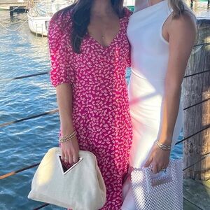 Floral Pink Bubble Sleeve Dress